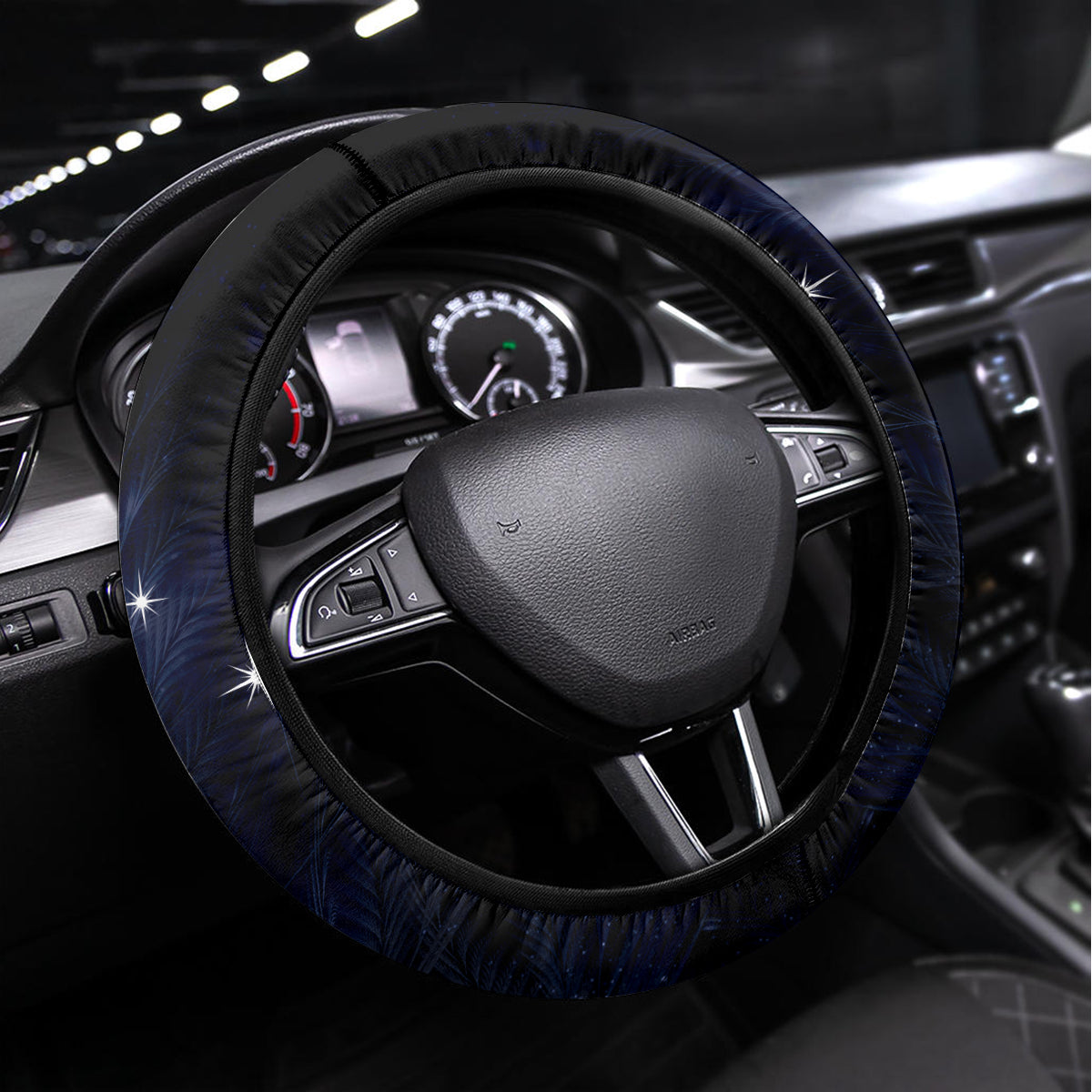 Matariki Paua Shell New Zealand Steering Wheel Cover Haka Dance At The Starry Night LT01 Universal Fit Black - Polynesian Pride