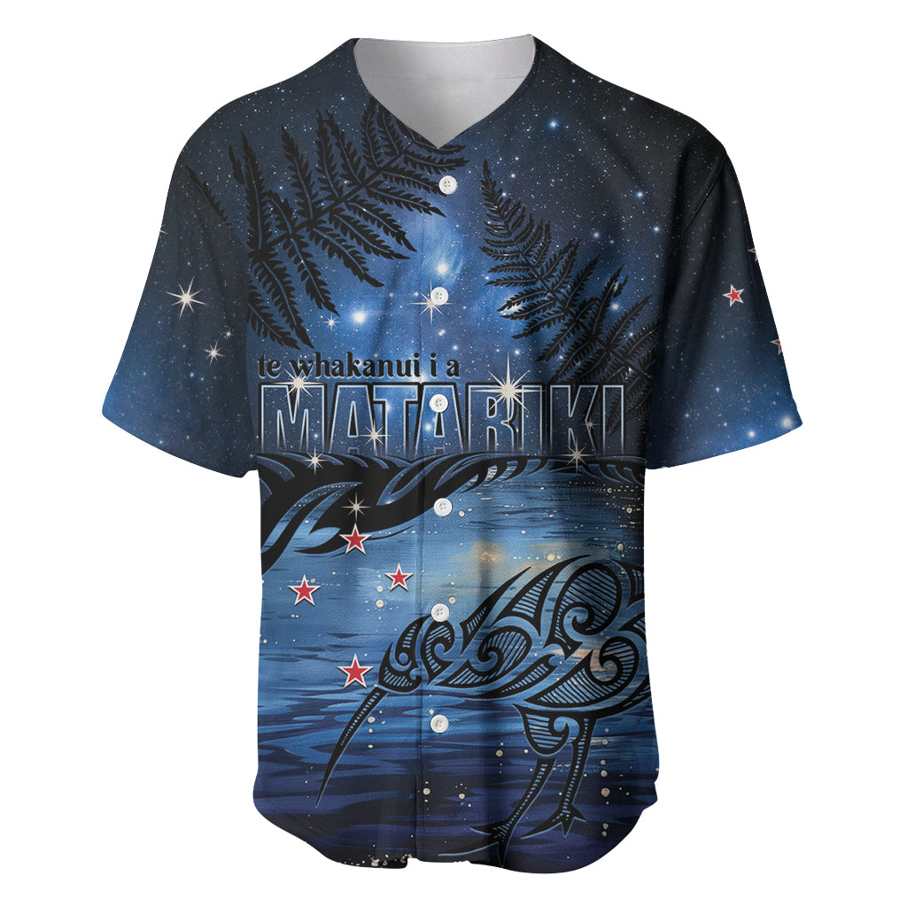 Personalised Matariki Kiwi Baseball Jersey Silver Fern LT01 Black - Polynesian Pride