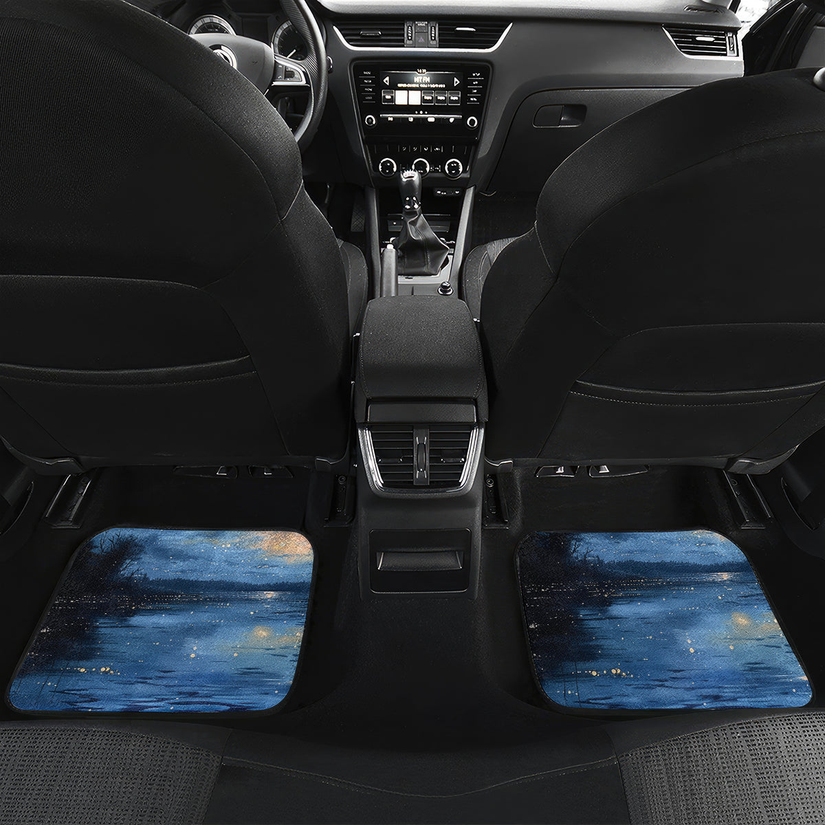 Matariki Kiwi Car Mats Silver Fern LT01 Set 2pcs - Back Black - Polynesian Pride