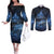 Personalised Matariki Kiwi Couples Matching Off The Shoulder Long Sleeve Dress and Long Sleeve Button Shirt Silver Fern