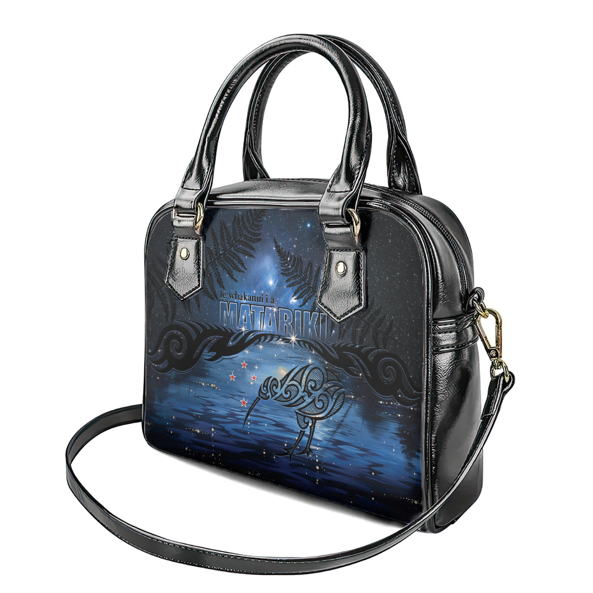 Matariki Kiwi Shoulder Handbag Silver Fern LT01 - Polynesian Pride