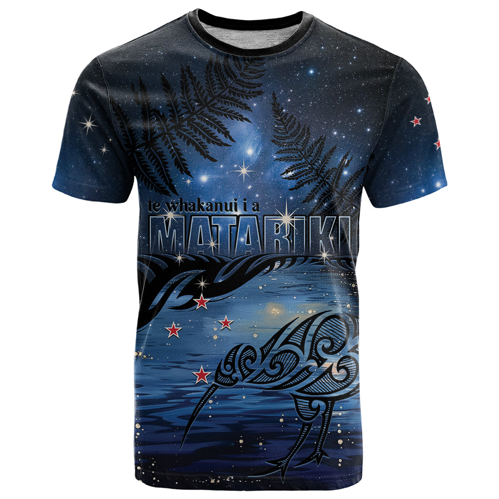 Personalised Matariki Kiwi T Shirt Silver Fern LT01 Black - Polynesian Pride