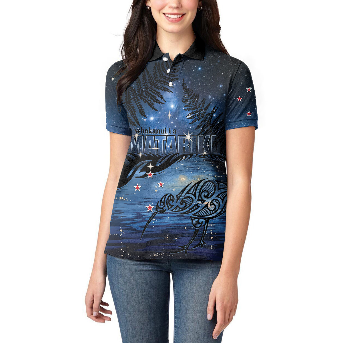 Personalised Matariki Kiwi Women Polo Shirt Silver Fern LT01 - Polynesian Pride
