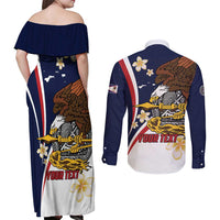 Personalized American Samoa Couples Matching Off Shoulder Maxi Dress and Long Sleeve Button Shirt Amerika Samoa Bald Eagle LT01 - Polynesian Pride