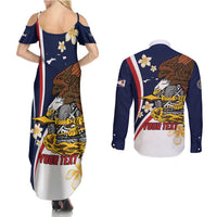 Personalized American Samoa Couples Matching Summer Maxi Dress and Long Sleeve Button Shirt Amerika Samoa Bald Eagle LT01 - Polynesian Pride