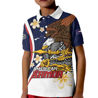 Personalized American Samoa Kid Polo Shirt Amerika Samoa Bald Eagle LT01 Kid Blue - Polynesian Pride