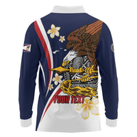 Personalized American Samoa Long Sleeve Polo Shirt Amerika Samoa Bald Eagle LT01 - Polynesian Pride