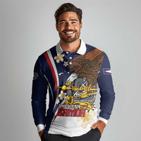 Personalized American Samoa Long Sleeve Polo Shirt Amerika Samoa Bald Eagle LT01 - Polynesian Pride