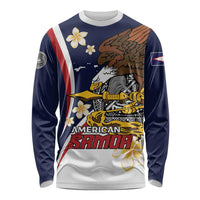 Personalized American Samoa Long Sleeve Shirt Amerika Samoa Bald Eagle LT01 Unisex Blue - Polynesian Pride
