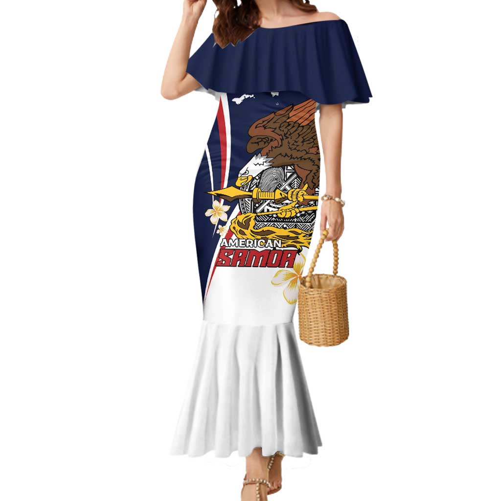 Personalized American Samoa Mermaid Dress Amerika Samoa Bald Eagle LT01 Women Blue - Polynesian Pride