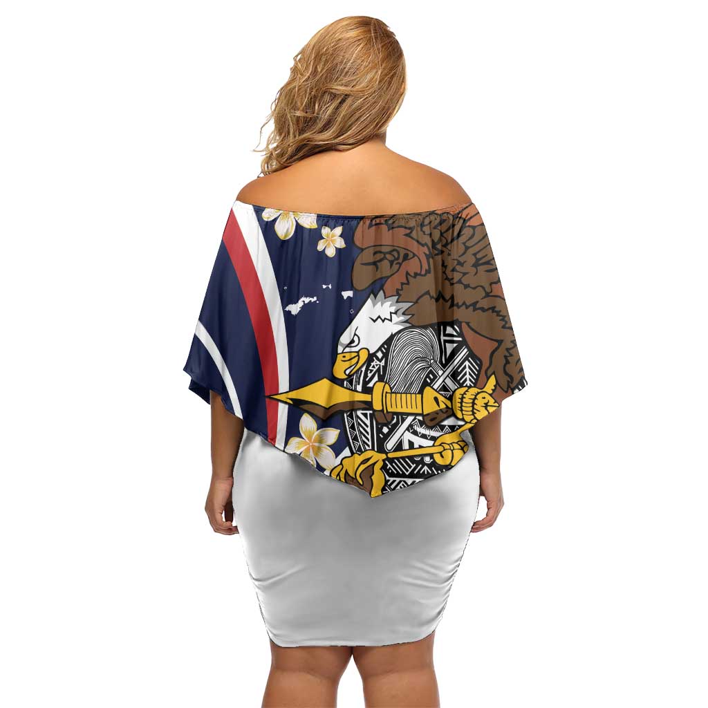 Personalized American Samoa Off Shoulder Short Dress Amerika Samoa Bald Eagle LT01 - Polynesian Pride