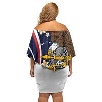 Personalized American Samoa Off Shoulder Short Dress Amerika Samoa Bald Eagle LT01 - Polynesian Pride