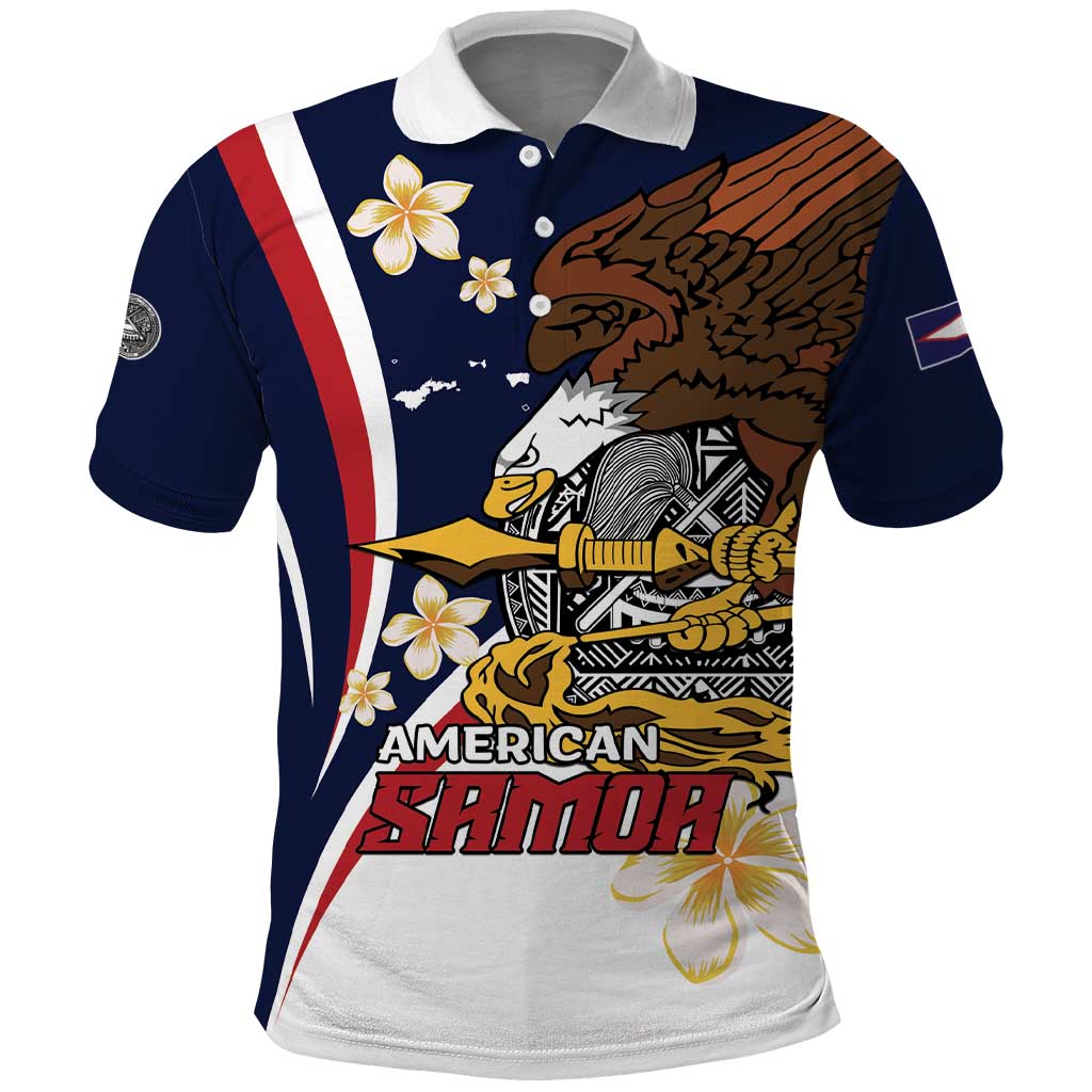 Personalized American Samoa Polo Shirt Amerika Samoa Bald Eagle LT01 Blue - Polynesian Pride