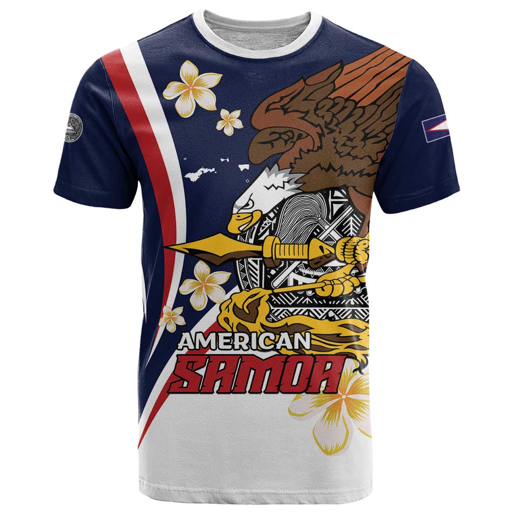 Personalized American Samoa T Shirt Amerika Samoa Bald Eagle LT01 Blue - Polynesian Pride