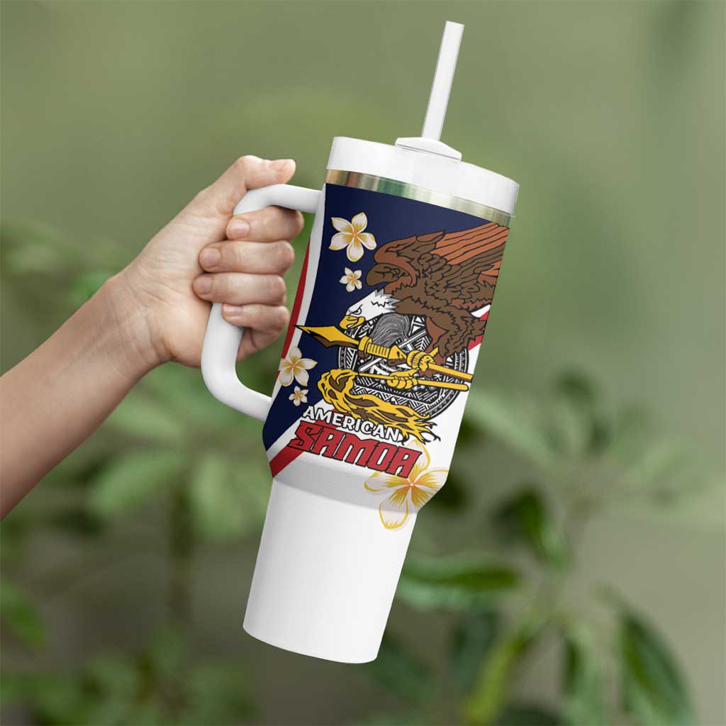 Personalized American Samoa Tumbler With Handle Amerika Samoa Bald Eagle LT01 - Polynesian Pride