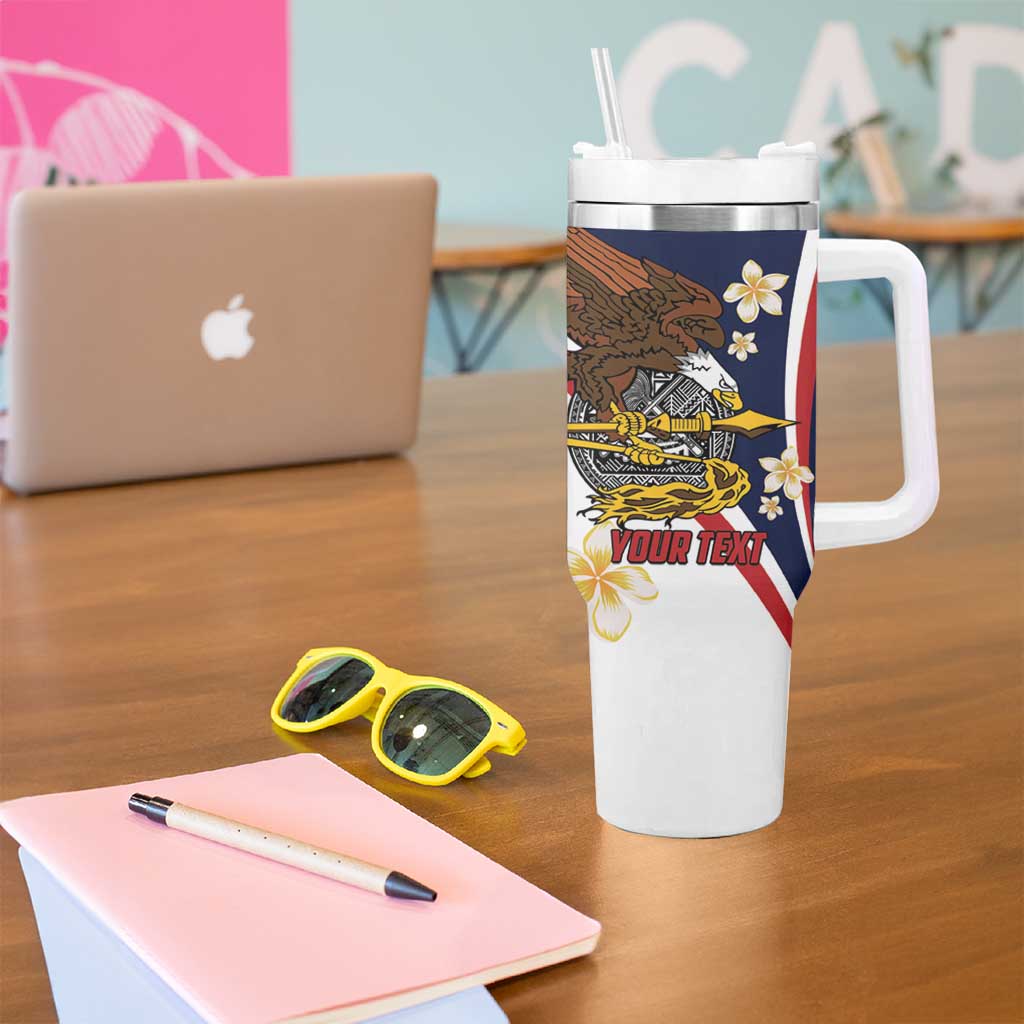 Personalized American Samoa Tumbler With Handle Amerika Samoa Bald Eagle LT01 - Polynesian Pride