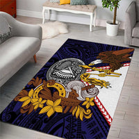 American Samoa Eagle Kava Bowl Area Rug Plumeria Polynesian Pattern LT01 - Polynesian Pride