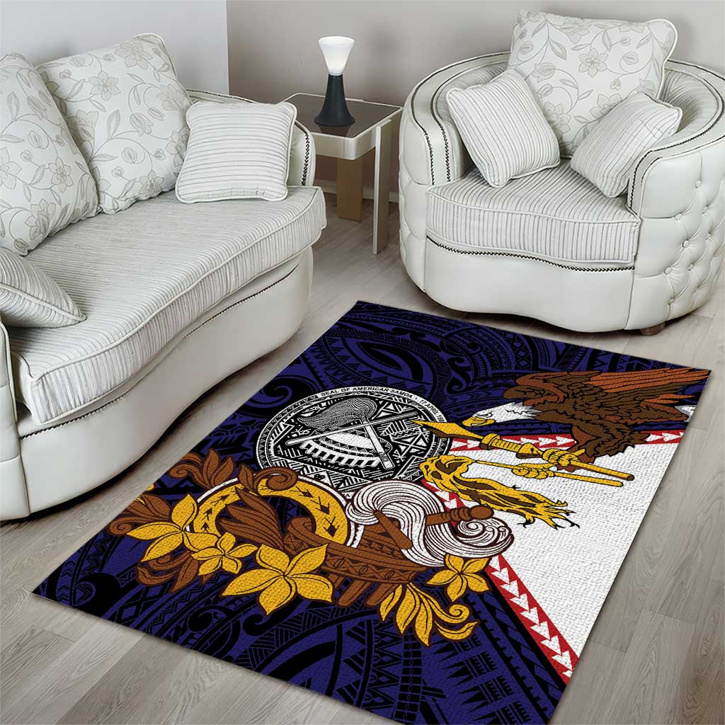 American Samoa Eagle Kava Bowl Area Rug Plumeria Polynesian Pattern LT01 - Polynesian Pride
