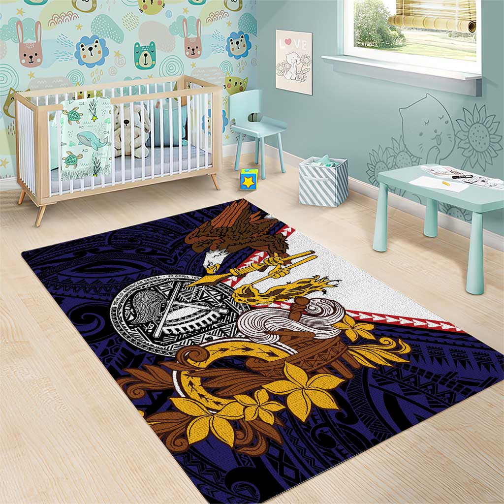 American Samoa Eagle Kava Bowl Area Rug Plumeria Polynesian Pattern LT01 - Polynesian Pride
