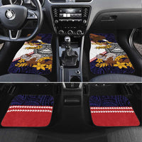 American Samoa Eagle Kava Bowl Car Mats Plumeria Polynesian Pattern LT01 Set 4pcs Black - Polynesian Pride
