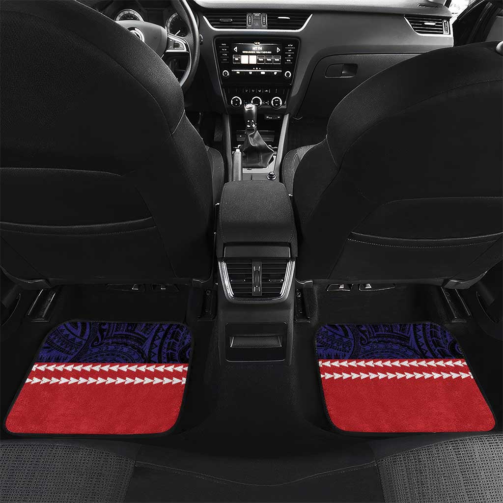 American Samoa Eagle Kava Bowl Car Mats Plumeria Polynesian Pattern LT01 Set 2pcs - Back Black - Polynesian Pride