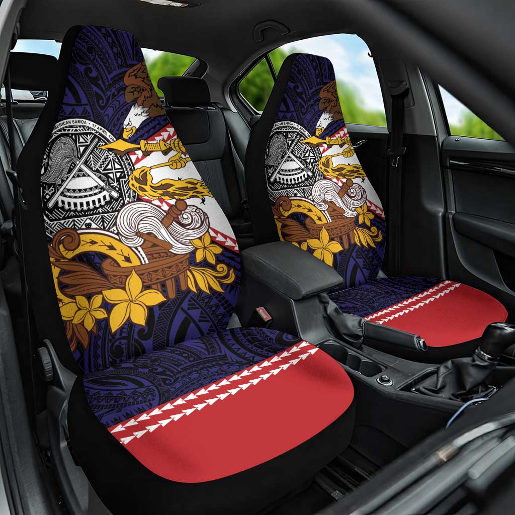 American Samoa Eagle Kava Bowl Car Seat Cover Plumeria Polynesian Pattern LT01 One Size Black - Polynesian Pride