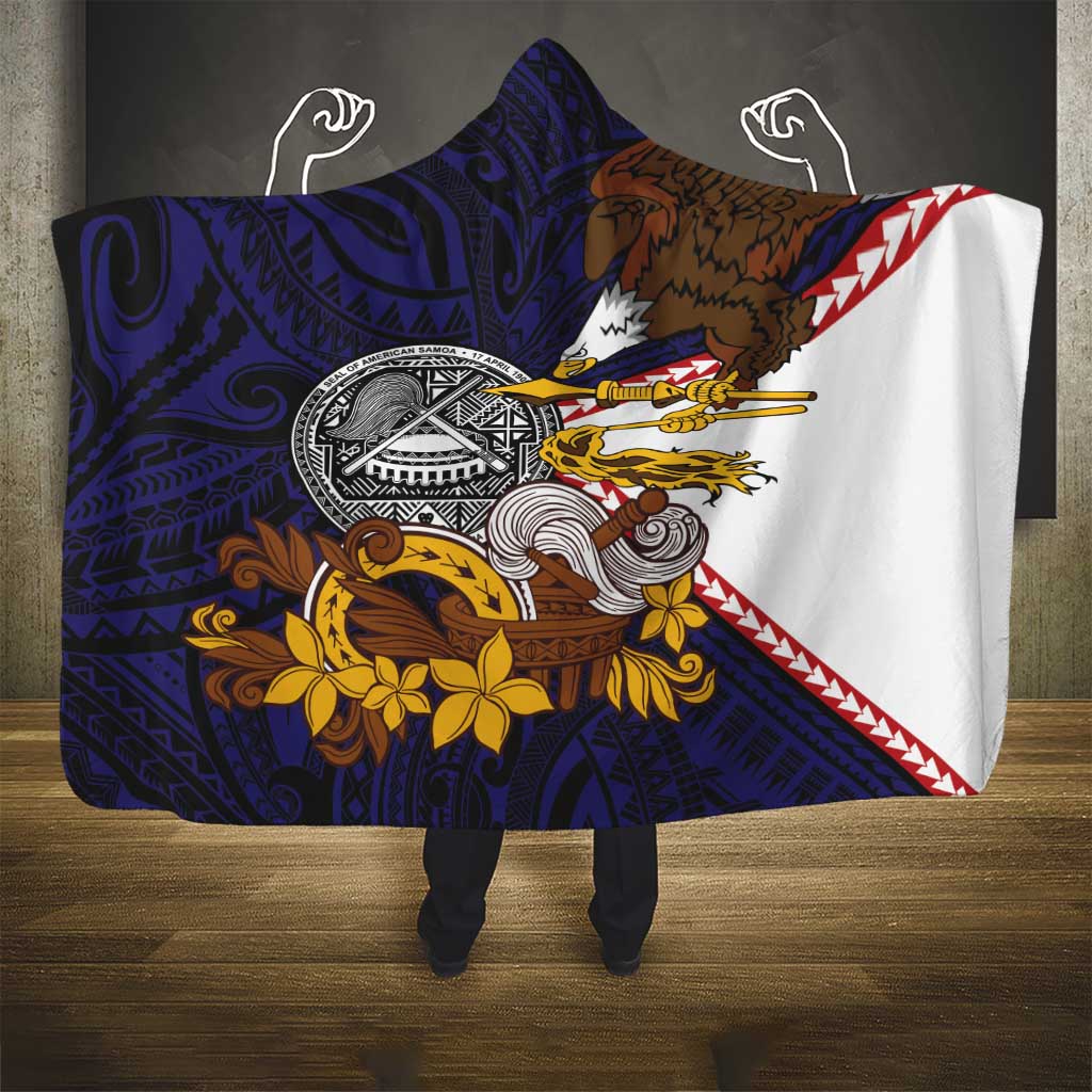 American Samoa Eagle Kava Bowl Hooded Blanket Plumeria Polynesian Pattern LT01 - Polynesian Pride
