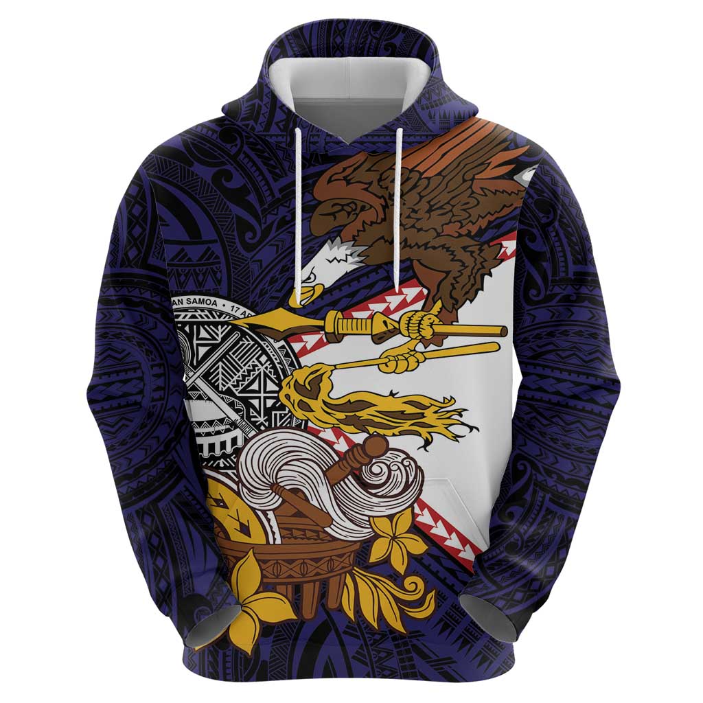 American Samoa Eagle Kava Bowl Hoodie Plumeria Polynesian Pattern LT01 - Polynesian Pride