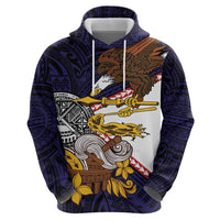 American Samoa Eagle Kava Bowl Hoodie Plumeria Polynesian Pattern LT01 - Polynesian Pride