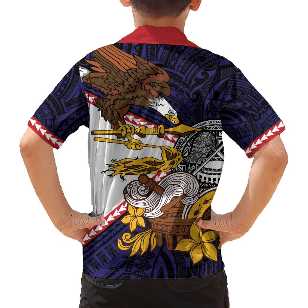 American Samoa Eagle Kava Bowl Kid Hawaiian Shirt Plumeria Polynesian Pattern LT01 - Polynesian Pride