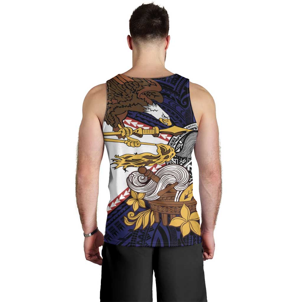 American Samoa Eagle Kava Bowl Men Tank Top Plumeria Polynesian Pattern LT01 - Polynesian Pride