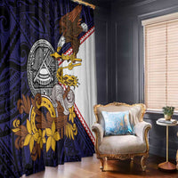 American Samoa Eagle Kava Bowl Window Curtain Plumeria Polynesian Pattern LT01 - Polynesian Pride