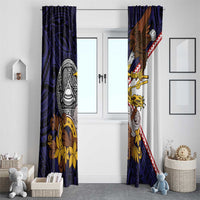 American Samoa Eagle Kava Bowl Window Curtain Plumeria Polynesian Pattern LT01 - Polynesian Pride