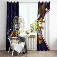 American Samoa Eagle Kava Bowl Window Curtain Plumeria Polynesian Pattern LT01 - Polynesian Pride