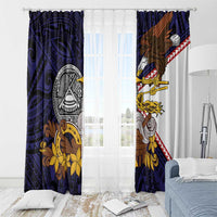 American Samoa Eagle Kava Bowl Window Curtain Plumeria Polynesian Pattern LT01 - Polynesian Pride