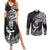 New Zealand Silver Fern Rugby Couples Matching Summer Maxi Dress and Long Sleeve Button Shirts Maori Tiki Player With Ta Moko Tribal LT01 Black - Polynesian Pride