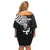 New Zealand Silver Fern Rugby Off Shoulder Short Dress Maori Tiki Player With Ta Moko Tribal LT01 - Polynesian Pride