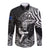 Custom New Zealand Silver Fern Rugby Long Sleeve Button Shirt Maori Tiki Player With Ta Moko Tribal LT01 Unisex Black - Polynesian Pride