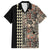 Hawaiian Quilt Family Matching Puletasi Dress and Hawaiian Shirt Hibiscus Kakau Vintage Style LT01 Dad's Shirt - Short Sleeve Beige - Polynesian Pride