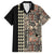 Hawaiian Quilt Family Matching Short Sleeve Bodycon Dress and Hawaiian Shirt Hibiscus Kakau Vintage Style LT01 Dad's Shirt - Short Sleeve Beige - Polynesian Pride