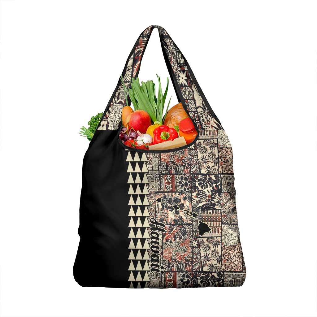 Hawaiian Quilt Grocery Bag Hibiscus Kakau Vintage Style LT01 1-pack One Size Beige - Polynesian Pride