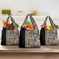 Hawaiian Quilt Grocery Bag Hibiscus Kakau Vintage Style LT01 3-pack One Size Beige - Polynesian Pride