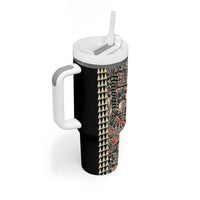Hawaiian Quilt Tumbler With Handle Hibiscus Kakau Vintage Style LT01 - Polynesian Pride