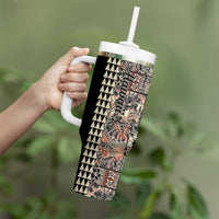 Hawaiian Quilt Tumbler With Handle Hibiscus Kakau Vintage Style LT01 - Polynesian Pride