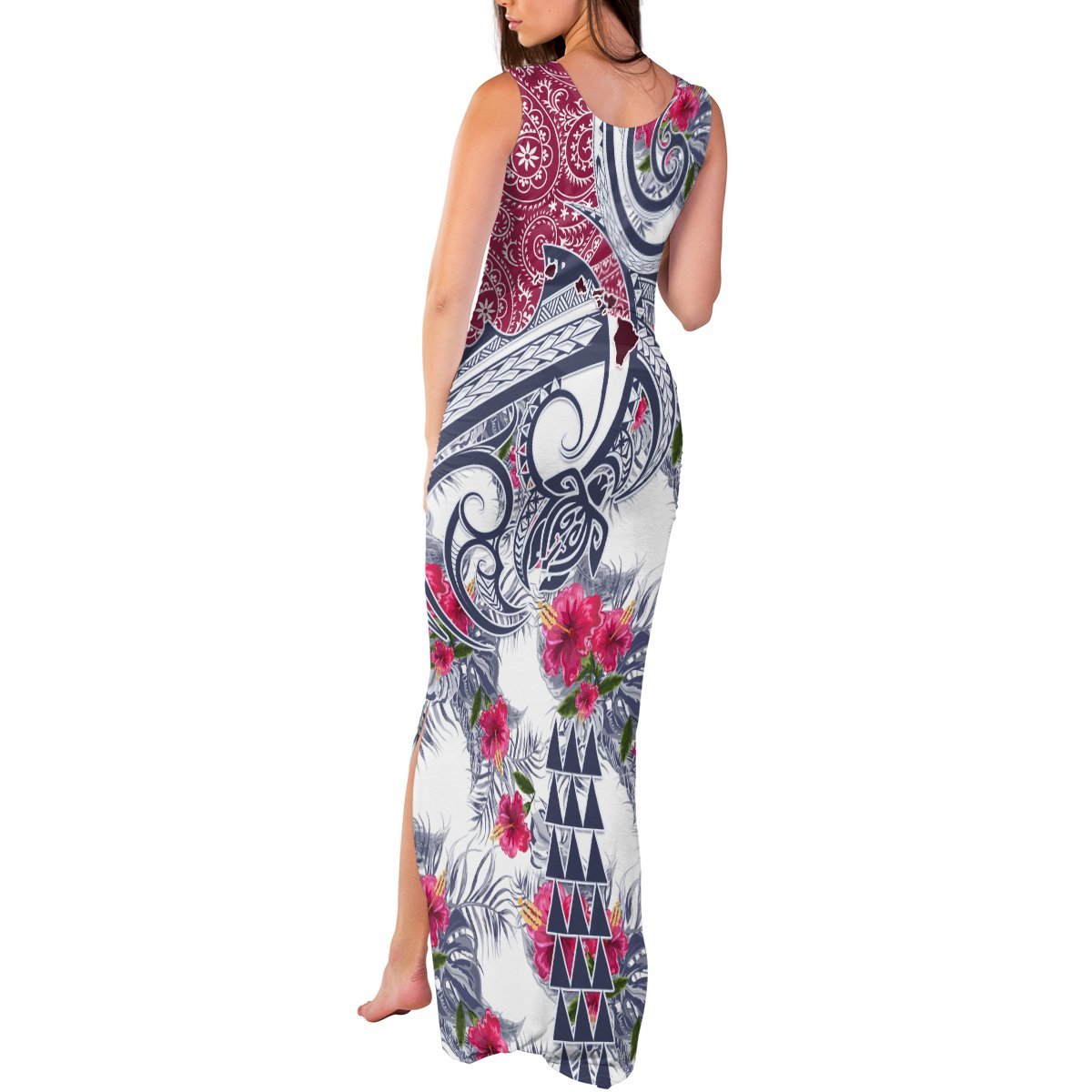 Hawaii Kakau Mix Paisley Pattern Tank Maxi Dress Polynesian Tropical Unique Style LT01 - Polynesian Pride