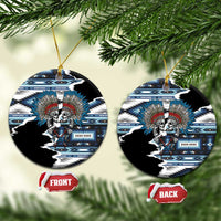 Native American Chief Skull With Axe Ceramic Ornament LT01 Circle Black - Polynesian Pride