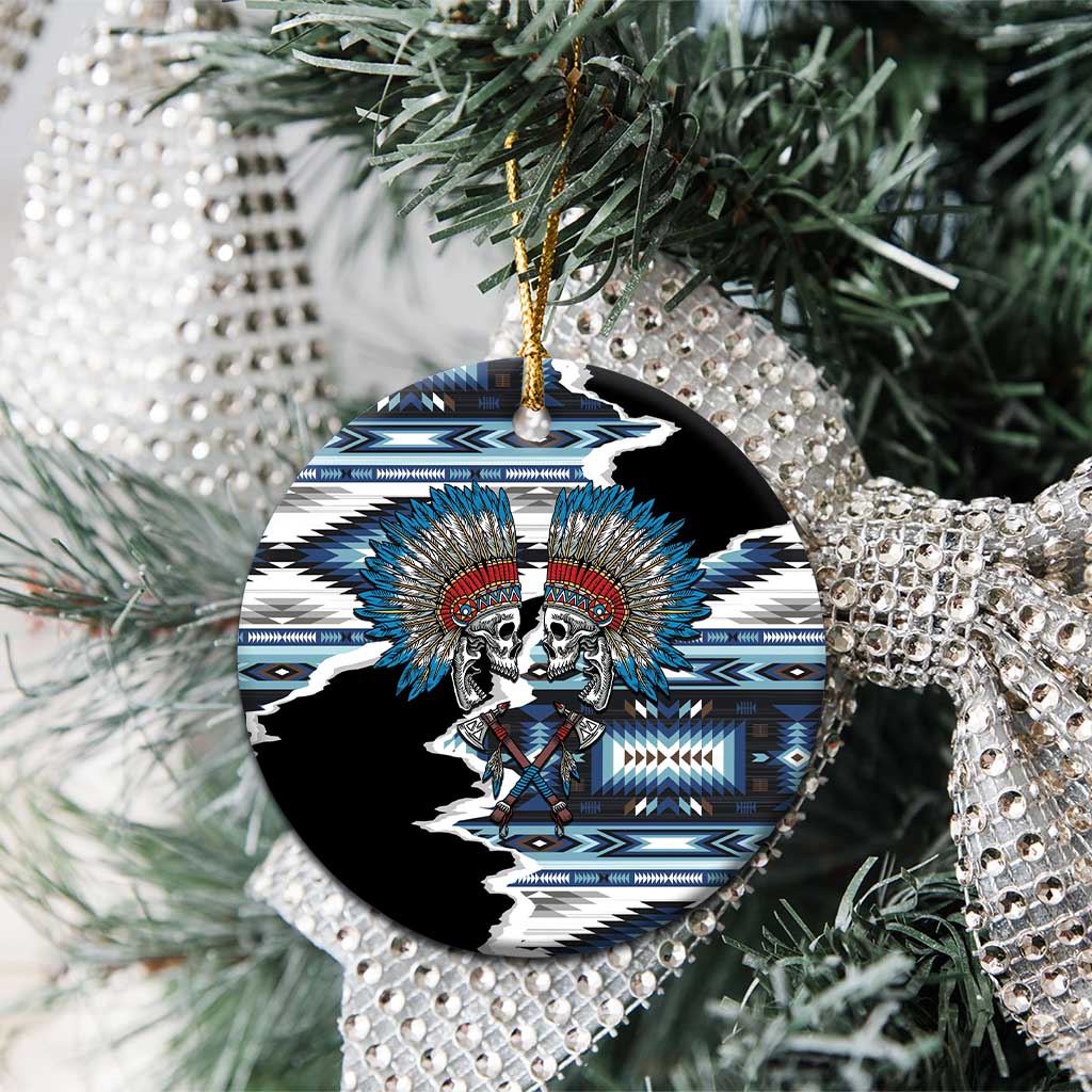 Native American Chief Skull With Axe Ceramic Ornament LT01 - Polynesian Pride