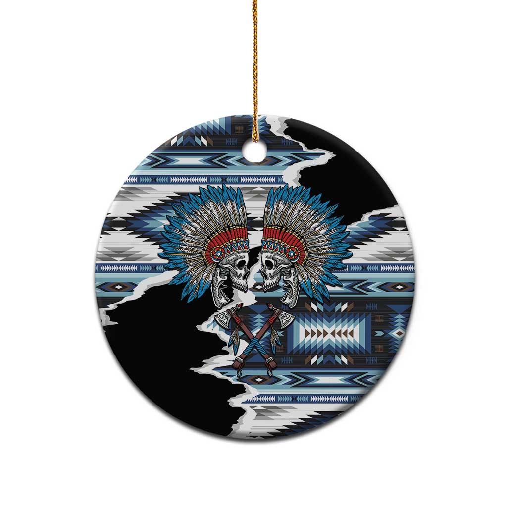 Native American Chief Skull With Axe Ceramic Ornament LT01 - Polynesian Pride