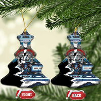 Native American Chief Skull With Axe Ceramic Ornament LT01 Christmas Tree Black - Polynesian Pride