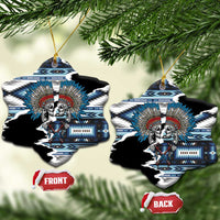 Native American Chief Skull With Axe Ceramic Ornament LT01 Snow Flake Black - Polynesian Pride